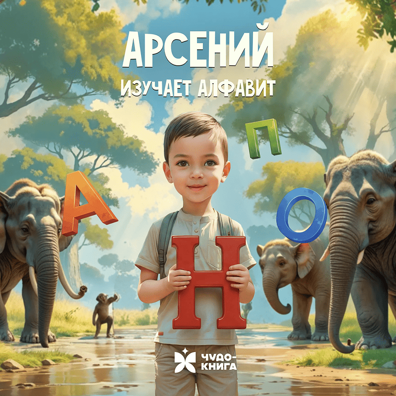 Мальчик изучает алфавит